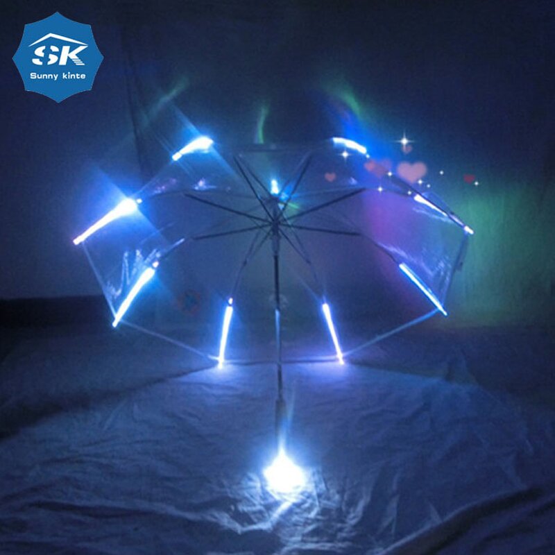 Transparent Umbrella Manufacturer - 2024 Goods in Stock Traditional Small Poe Functional Unique Transparency LED Shaft 7 Color