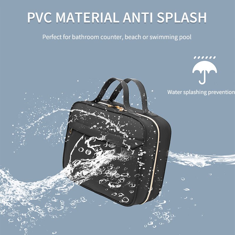 Toiletry Bag Manufacturer - Black Waterproof High Quality Wash Travel Mens Leather Custom Toiletries Canvas Cosmetic