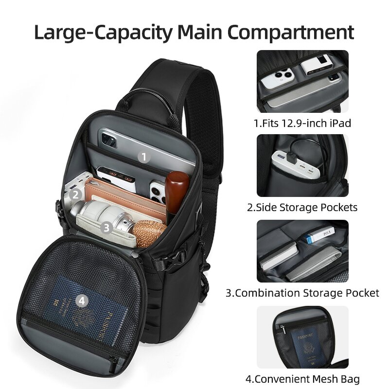 Sling Bag Manufacturer - Outdoor Shoulder Crossbody with USB Charging Port Waterproof