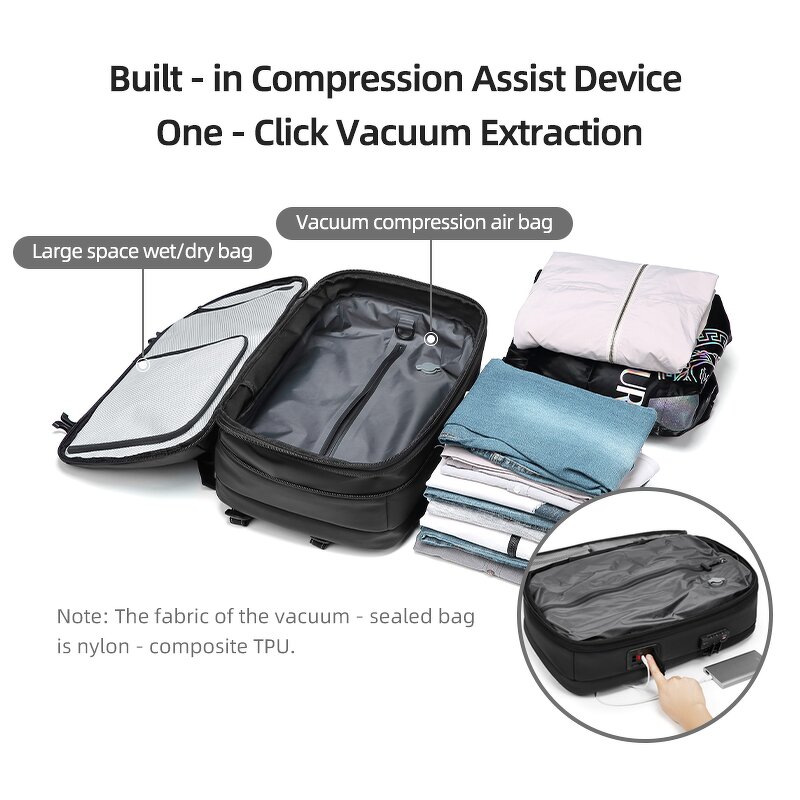 Vacuum Backpack Manufacturer - with Pump 50L Expandable Compression Compartments for Business Laptop
