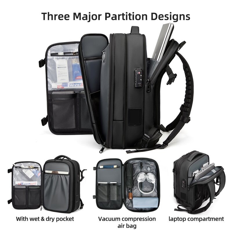 Vacuum Backpack Manufacturer - Air Compression Expandable Carry on with Pump Fit 17.3 Inch Laptop
