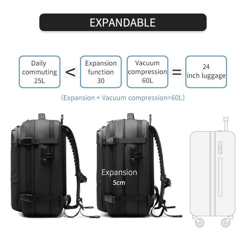 Vacuum Backpack Manufacturer - Wholesale Price Large Capacity with USB Charging Port 17 In. Laptop Other Travel Compression