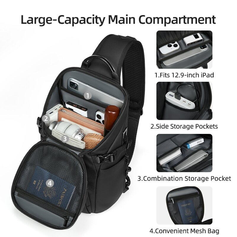 Sling Bag Manufacturer - Mochila Cruzada Con Correa Para El Pecho Multiusos Para Senderismo Uso Diario Para Hombres