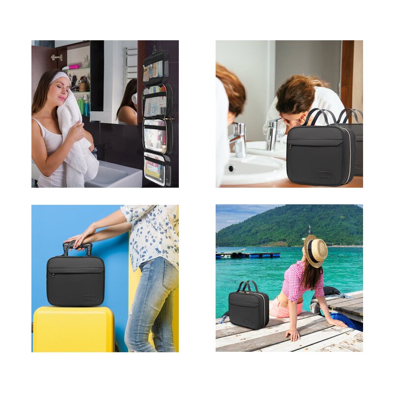 Toiletry Bag Manufacturer - Black Waterproof High Quality Wash Travel Mens Leather Custom Toiletries Canvas Cosmetic