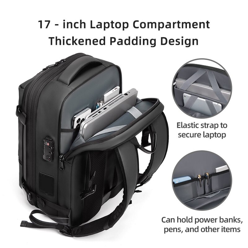 Vacuum Backpack Manufacturer - Air Compression Expandable Carry on with Pump Fit 17.3 Inch Laptop