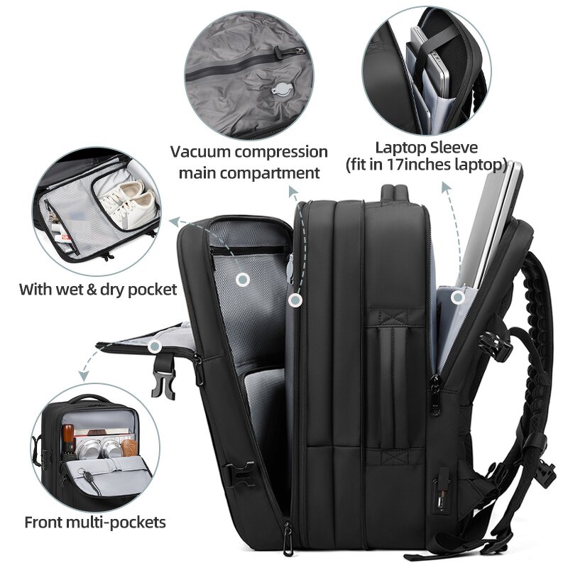 Vacuum Backpack Manufacturer - 2025 Wholesale Fashionable Function Expandable Waterproof Anti-theft Laptop with USB