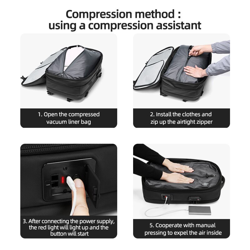 Vacuum Backpack Manufacturer - with Pump 50L Expandable Compression Compartments for Business Laptop