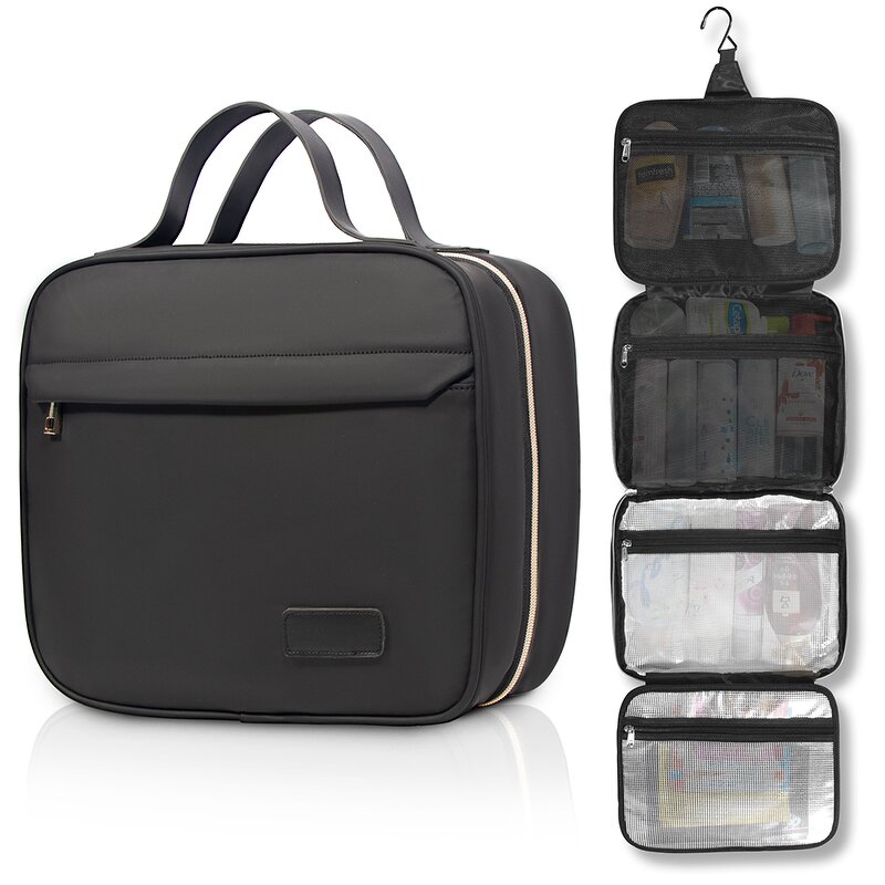 Toiletry Bag Manufacturer - Black Waterproof High Quality Wash Travel Mens Leather Custom Toiletries Canvas Cosmetic