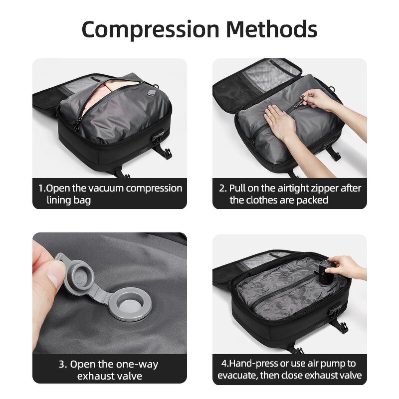 Vacuum Backpack Manufacturer - 2025 Wholesale USB Large Capacity Expandable Travel Waterproof Anti-theft Compression