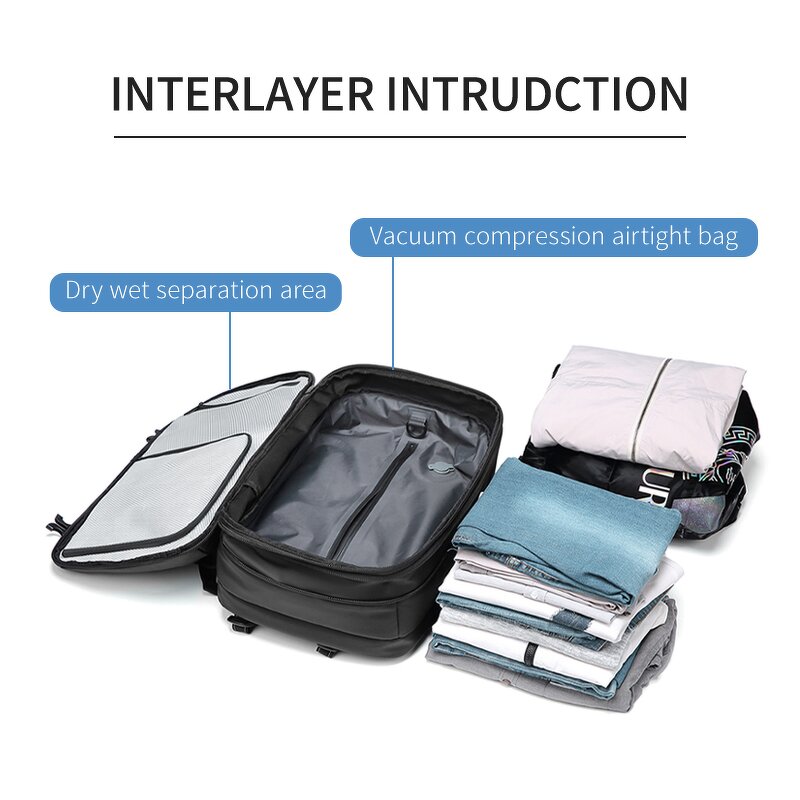 Vacuum Backpack Manufacturer - Anti Theft 5cm Expandable with Wet Dry Separation Design Waterproof Casual