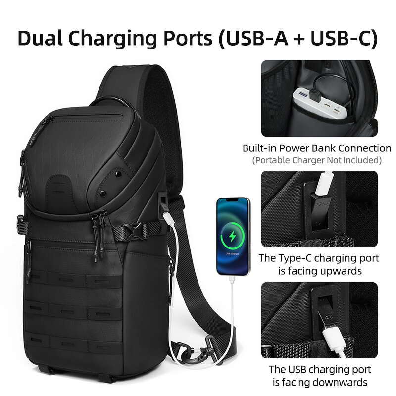 Sling Bag Manufacturer - Outdoor Shoulder Crossbody with USB Charging Port Waterproof