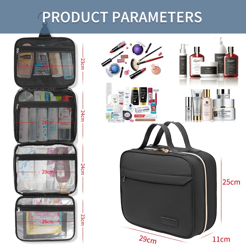 Toiletry Bag Manufacturer - Black Waterproof High Quality Wash Travel Mens Leather Custom Toiletries Canvas Cosmetic