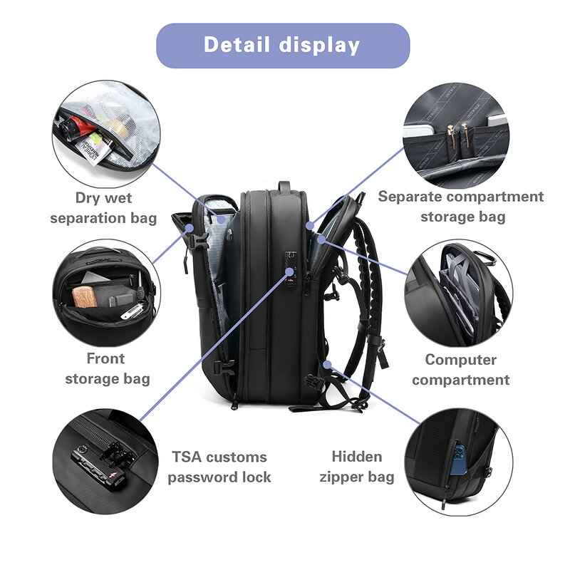 Laptop Bag Manufacturer - Sac a Dos with Anti-theft and Wet & Dry Zone Office for Men Waterproof Polyester Unisex