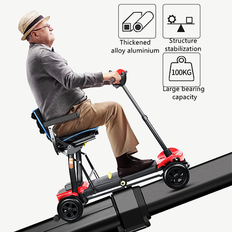Folding Electric Mobility Scooter - Lightweight Portable 4 Wheel Compact Remote Control for the Disabled and Seniors