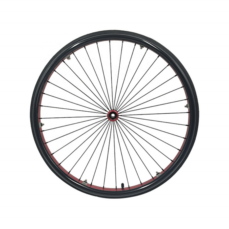 Wheelchair Rear Wheel - Muniu 24*1 Aluminium Alloy & Plastic with Push Hand Rim Spare Parts