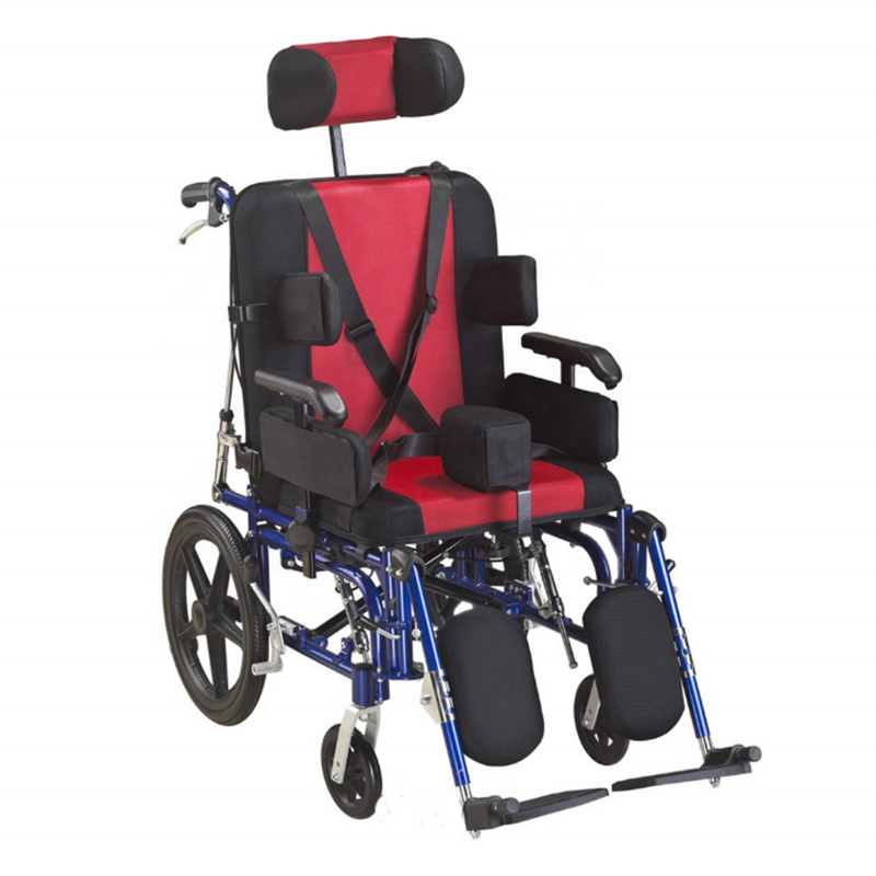 Child Wheelchair - MUNIU POWER MN-9103 Aluminium Alloy Lightweight Folding High Back Cerebral Palsy Tilt 75kg Capacity CE
