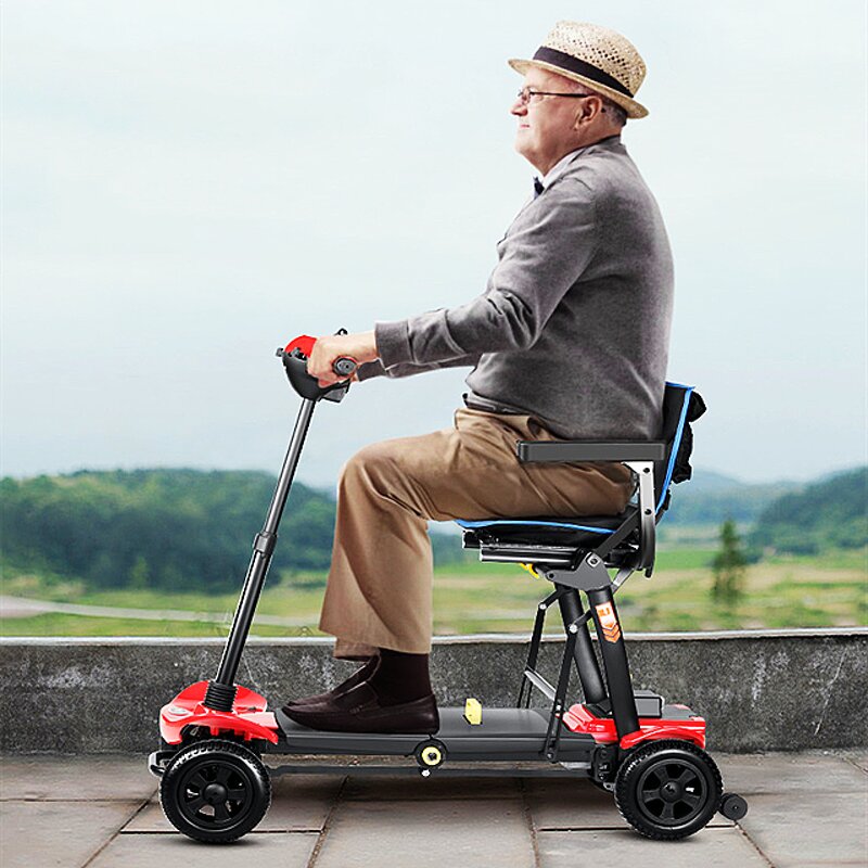 Folding Electric Mobility Scooter - Lightweight Moped Portable Atto 4 Wheel for Adults Seniors