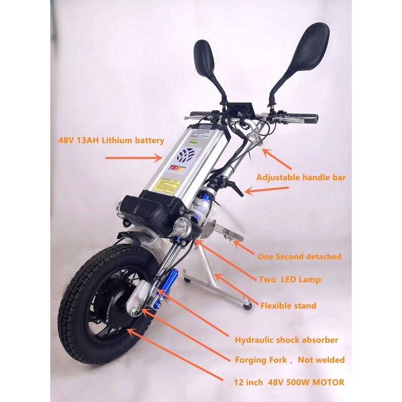 Electric Wheelchair Attachment - WP-03 48V 500W Handcycle Conversion E Wheelchair Handbike Tractor for Handicapped Range 60km