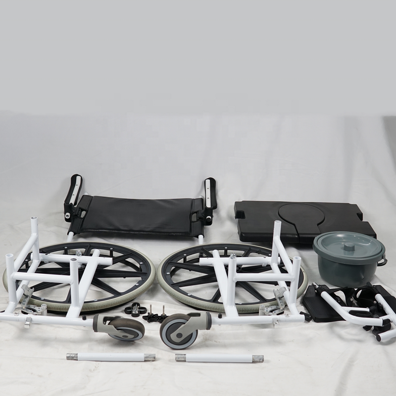 Homecare Nursing Shower Toilet Chair - Muniu Power CKD Frame Aluminum Alloy Heavy Duty Commode Wheelchair for Elderly Disabled
