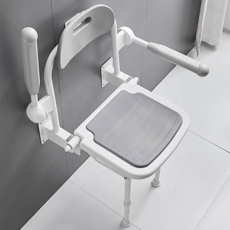 Shower Chair - 2022 New Design MUNIU Foldable Aluminum Alloy with 190KG Load Capacity 42.5-55cm Seat Height for Elderly