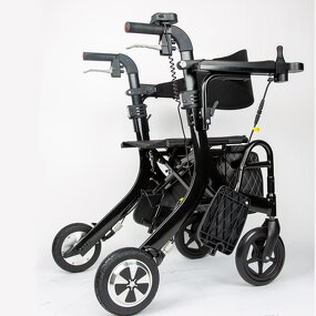 Electric Rollator - Rehabilitation Foldable 4 Wheel Lightweight for Elderly and Disabled People Wheelchair Walker with Seat