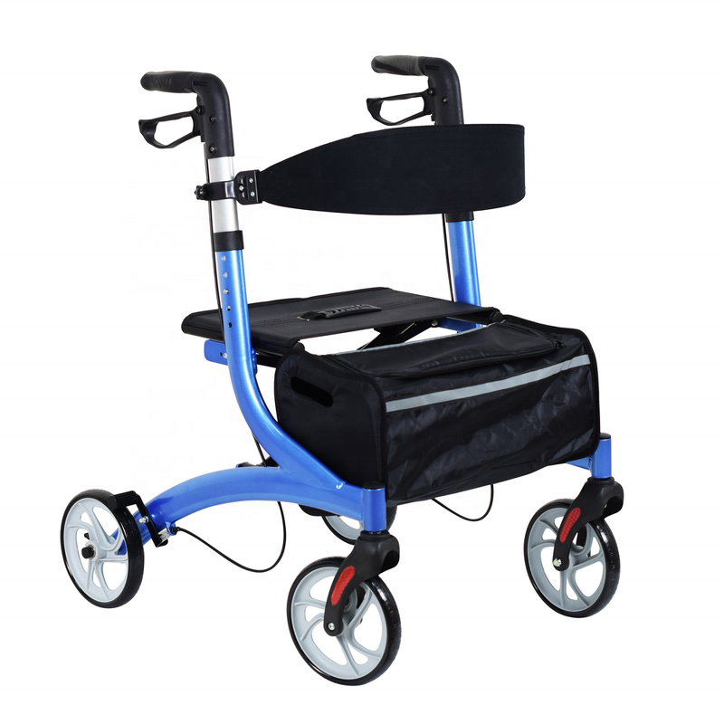 Mobility Walking Aid Frame - Lightweight Medical Four Wheel Folding Rollator Walkers With Seat 8 Inch Wheel for Adults Elderly