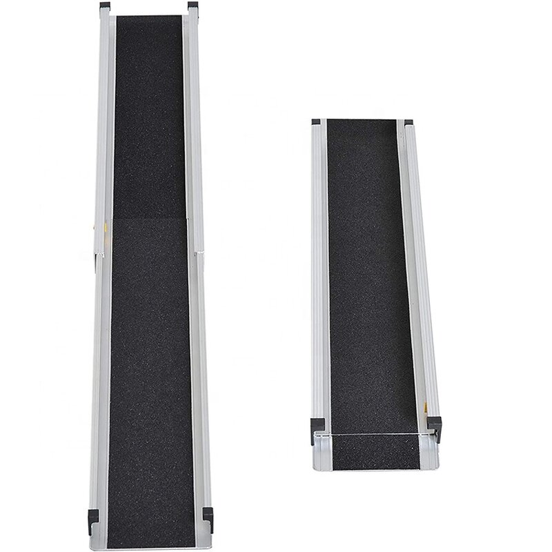 Car Wheelchair Loading Ramp - Portable Lightweight Telescopic Aluminum Metal for Stairs