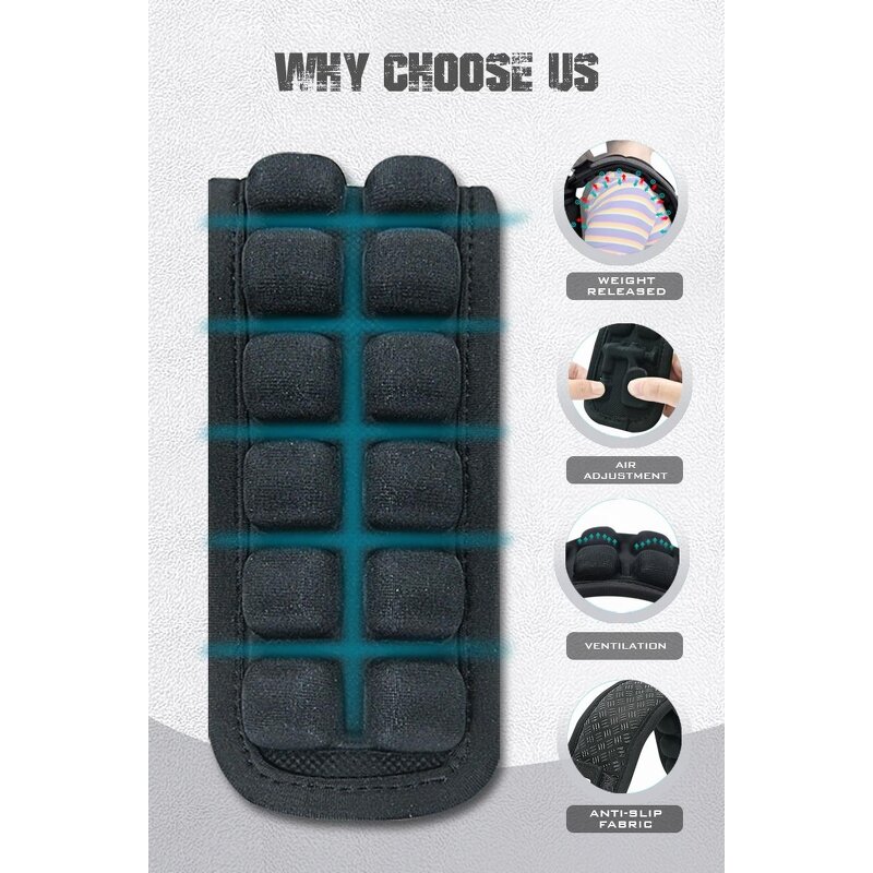 Air Inflatable Shoulder Strap Pad - Triple Row Adjustable Comfortable Black Belt for Backpack Camera Bag