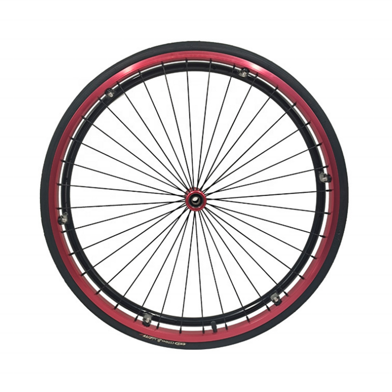 Wheelchair Rear Wheel - Muniu 24*1 Aluminium Alloy & Plastic with Push Hand Rim Spare Parts