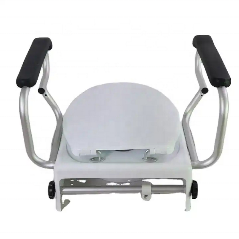 Raised Toilet Seat Risers - 2024 Portable Elevated 400LB Adjustable Height Handle for Elderly Disabled Bath Safety