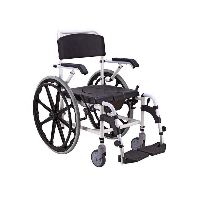 Shower Chair - Aluminum Frame Adult Detachable Commode Wheelchair with Seats Potty 136kg Capacity Rehabilitation Therapy
