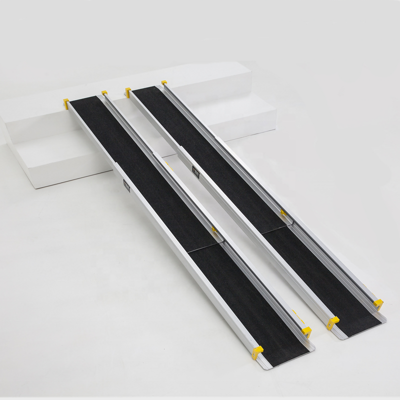 Car Wheelchair Loading Ramp - Portable Lightweight Telescopic Aluminum Metal for Stairs