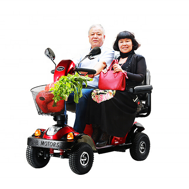 Two Seater Mobility Scooters - 4 Wheel Powerful Double Seat Electric E Scooter for Elderly with Roof