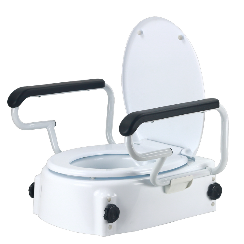 Raised Toilet Seat Risers - 2024 Portable Elevated 400LB Adjustable Height Handle for Elderly Disabled Bath Safety