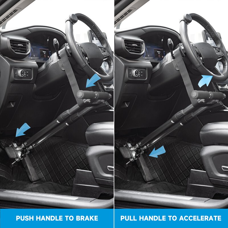 Handicap Push Pull Hand Control - Easy Installation Portable Car Driving Assist Device for Disabled
