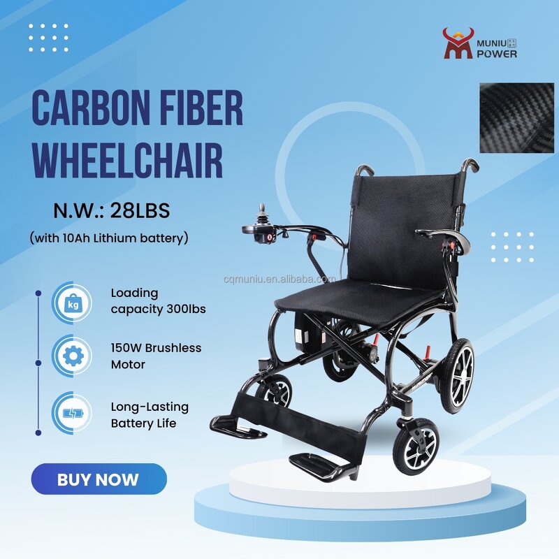 Carbon Fiber Electric Wheelchair - 12kg Lightweight Portable Foldable for Elderly