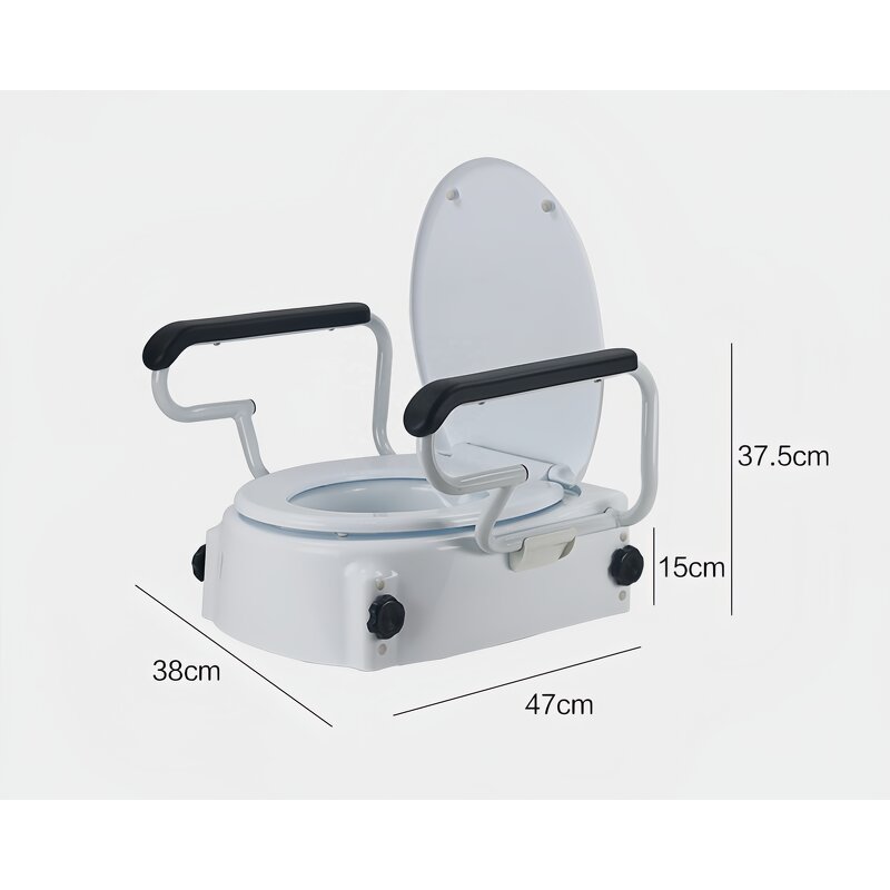 Raised Toilet Seat Risers - Bathroom Safety 400LB with Handle