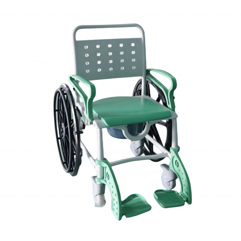 Commode Shower Chair - Heavy Duty Patent Plastic 3 in 1 Folding Portable Wheelchair Bath Chair 180kg Capacity Powder Coated
