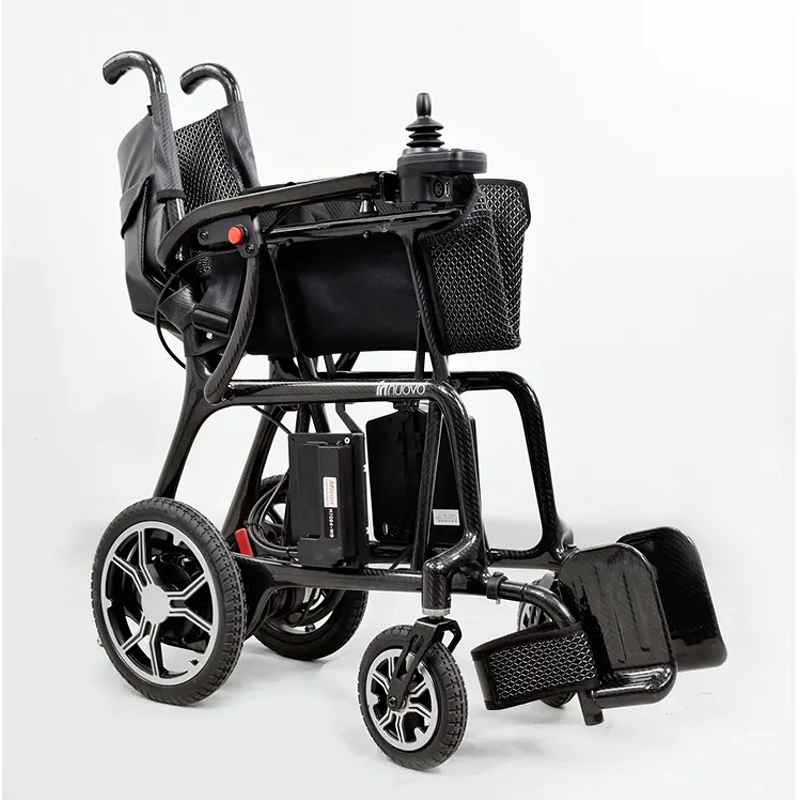 Carbon Fiber Electric Wheelchair - Lightweight Foldable with Solid Tires 10km Range 120kg Capacity for Disabled