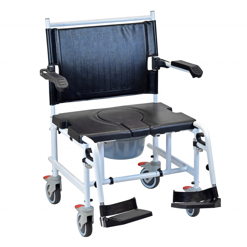 Homecare Nursing Shower Toilet Chair - Muniu Power CKD Frame Aluminum Alloy Heavy Duty Commode Wheelchair for Elderly Disabled