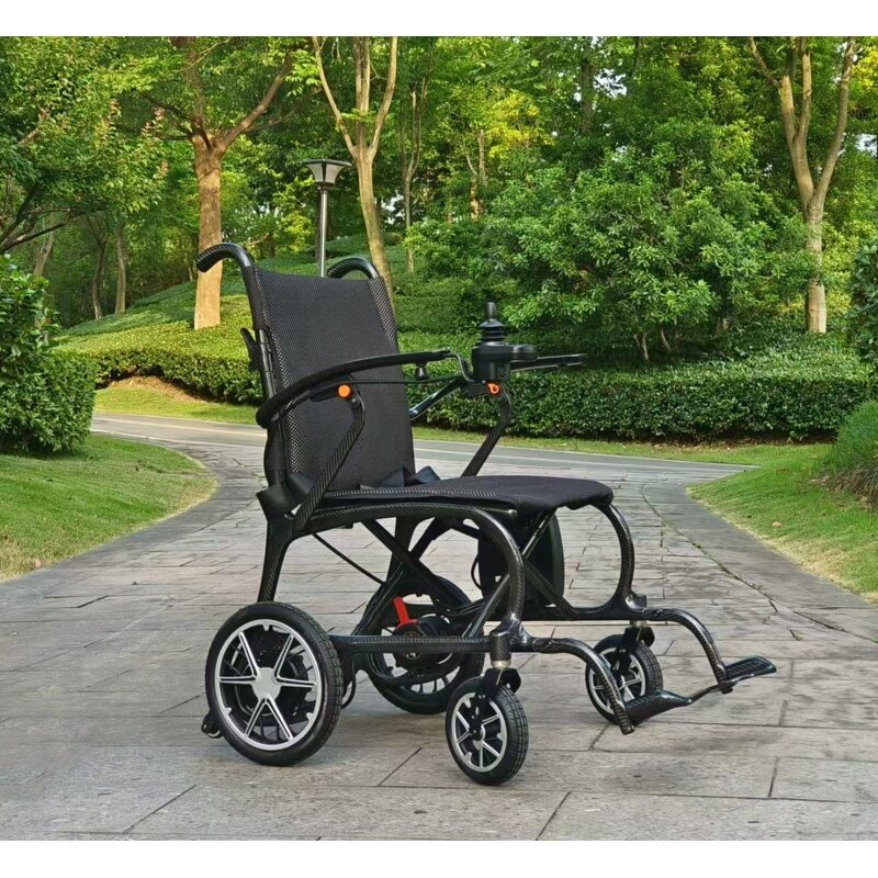 Carbon Fiber Electric Wheelchair - Ultra Lightweight Portable 24V 10Ah Lithium Battery 150W Motor