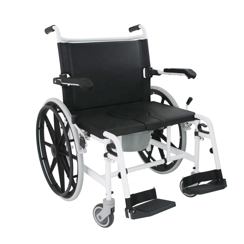 Homecare Nursing Shower Toilet Chair - Muniu Power CKD Frame Aluminum Alloy Heavy Duty Commode Wheelchair for Elderly Disabled