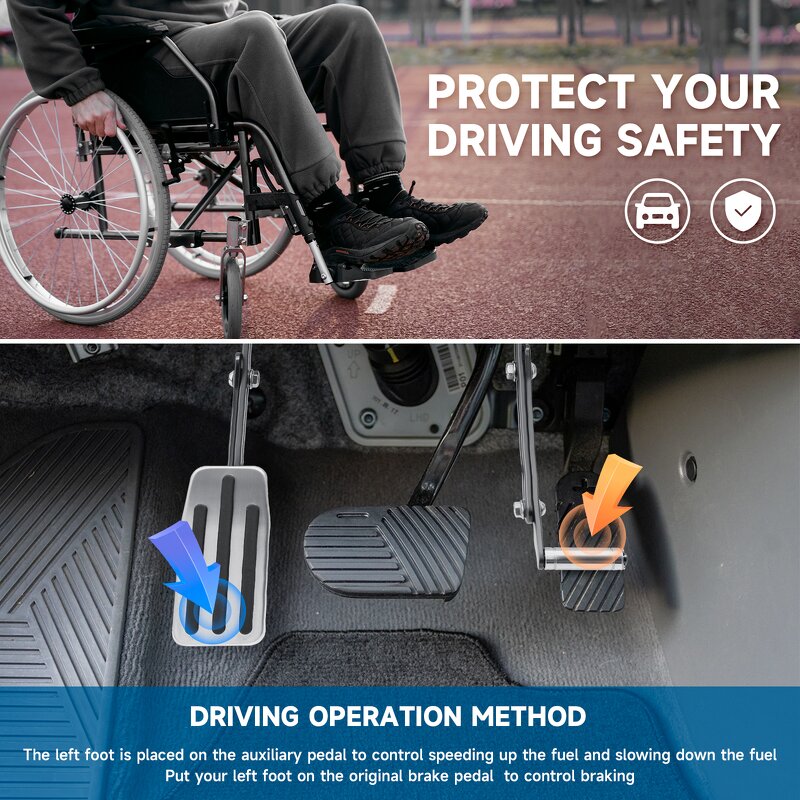 Left Foot Control Brake and Accelerator Pedal - Handicapped Left Foot Transfer Pedal Extension Assist