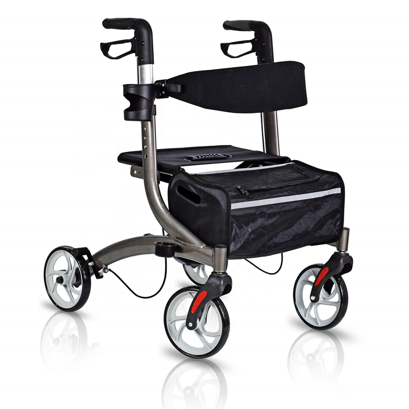 Bariatric Walker Rollator - Aluminum 4 Wheels With Seat for Elderly