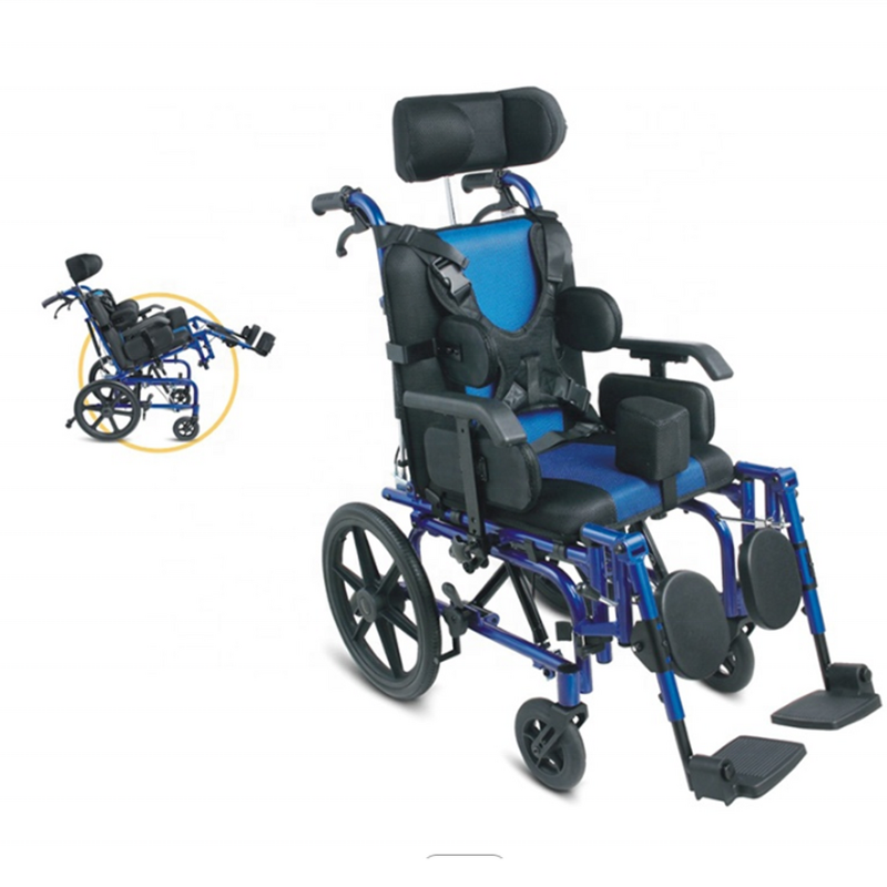 Child Wheelchair - MUNIU POWER MN-9103 Aluminium Alloy Lightweight Folding High Back Cerebral Palsy Tilt 75kg Capacity CE
