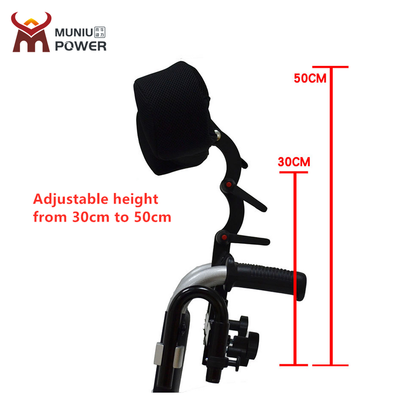 Wheelchair Headrest - 2024 Hot Sale Muniu Adjustable Plastic Steel Frame PU Nylon Surface 24129cm Model HR01