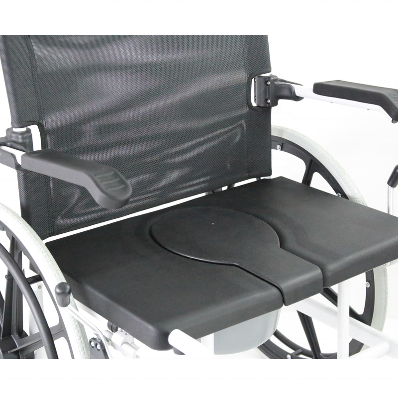 Homecare Nursing Shower Toilet Chair - Muniu Power CKD Frame Aluminum Alloy Heavy Duty Commode Wheelchair for Elderly Disabled