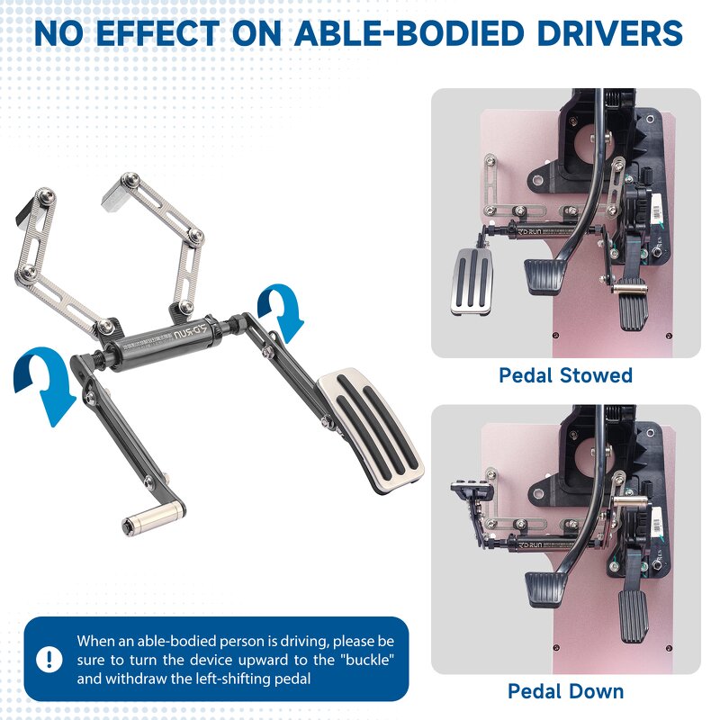 Left Foot Control Brake and Accelerator Pedal - Handicapped Left Foot Transfer Pedal Extension Assist
