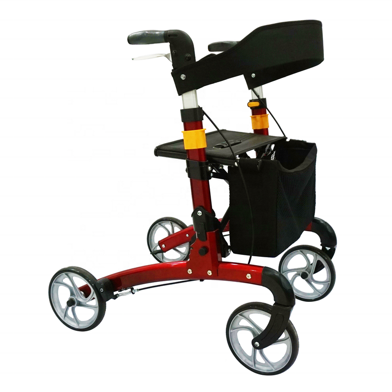 Mobility Rollator Walker - Lightweight Aluminum Folding With Seat for Elderly People Disabled