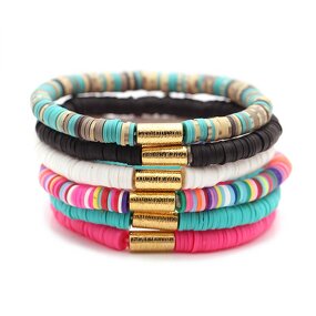 Bracelet Manufacturer - 2023 Bohemian Eco Friend Gold Metal Tube Handmade Bead